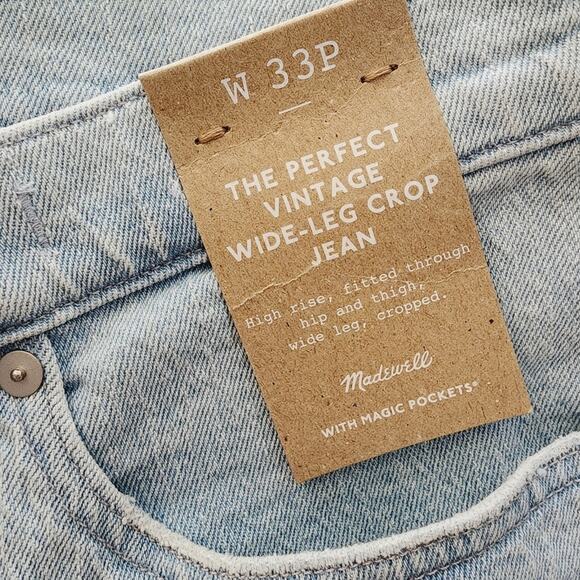 NWT Madewell Perfect Vintage Wide-Leg Crop Jean 33P High Rise 90s Light Denim - Picture 7 of 13